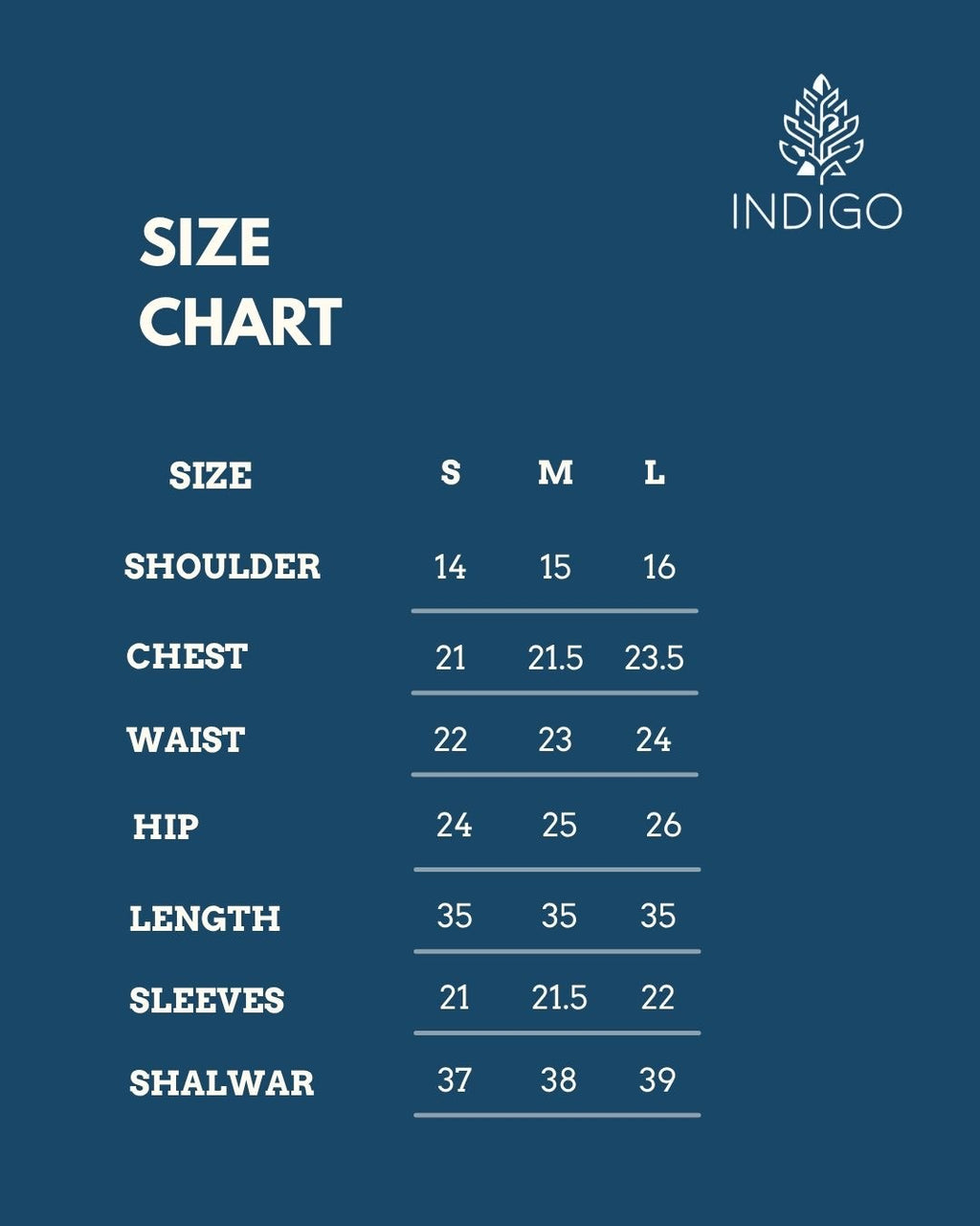 Indigo Studio three-piece women’s suit sizing and product information guide