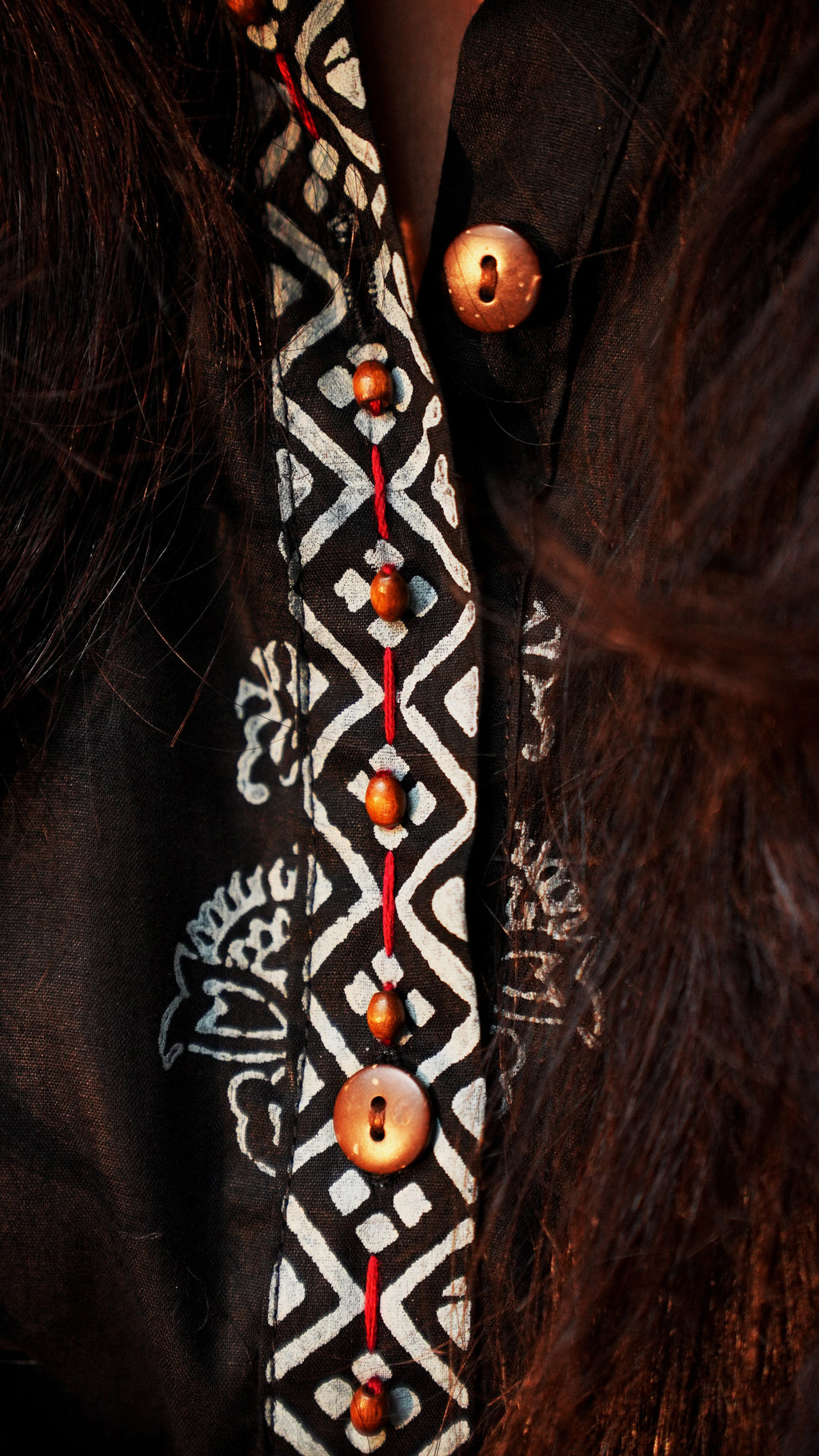 Laila handcrafted black outfit detail by Indigo Studio