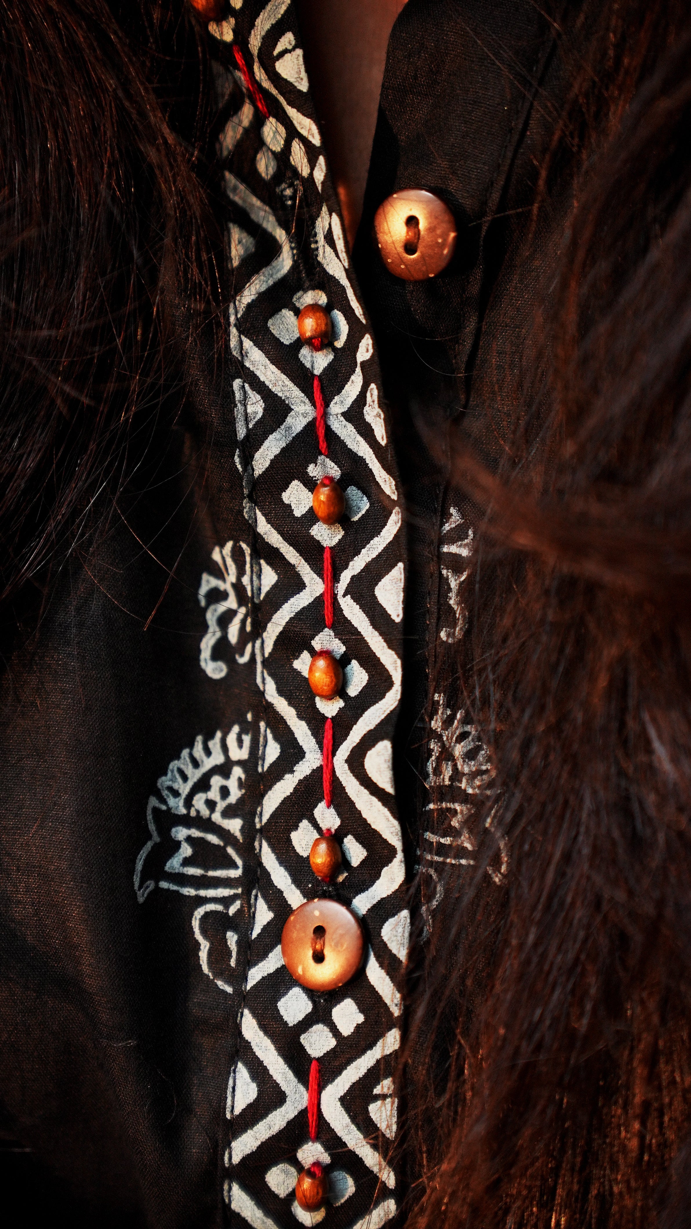 Laila handcrafted black outfit detail by Indigo Studio